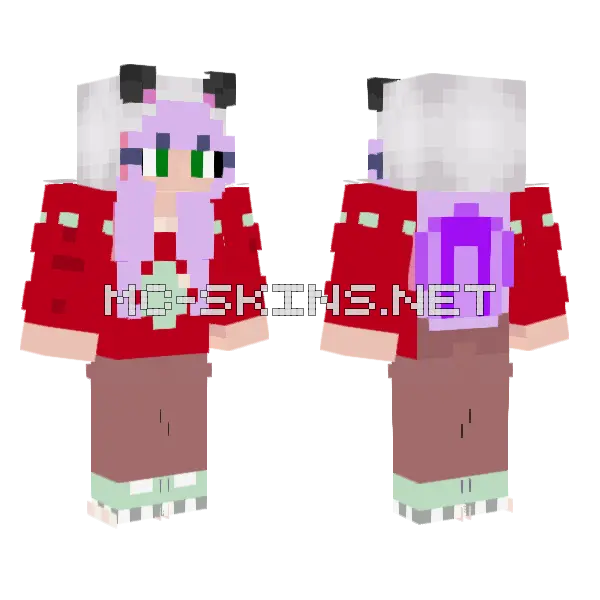 Sonia Panda Girl Minecraft skin, front and back