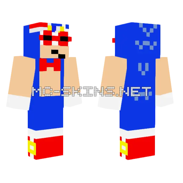 Sonic Birthday Party Outfit Minecraft skin, front and back