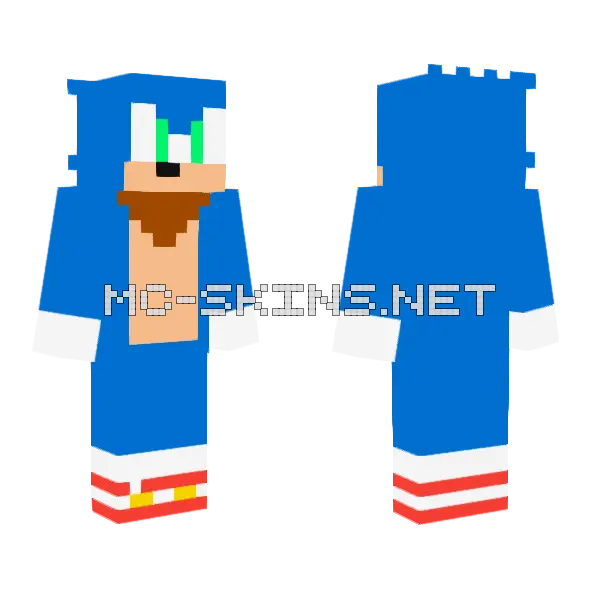 Sonic Boom Minecraft skin, front and back