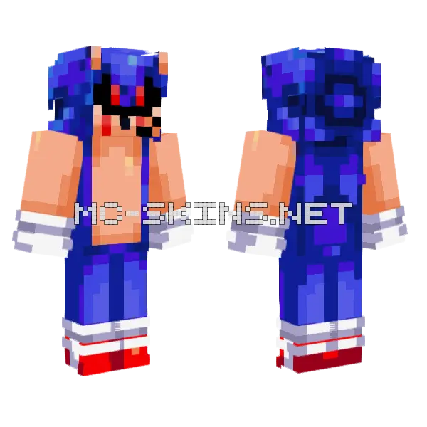 Sonic Exe Crimsonx Minecraft skin, front and back
