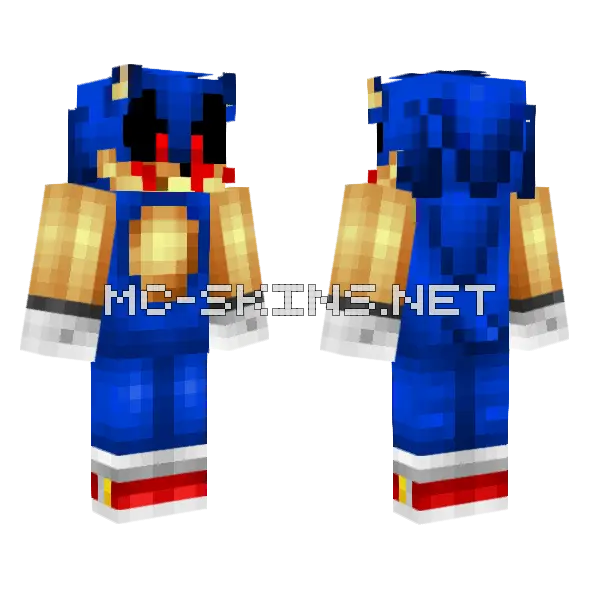 Sonic Exe Skin Minecraft skin, front and back
