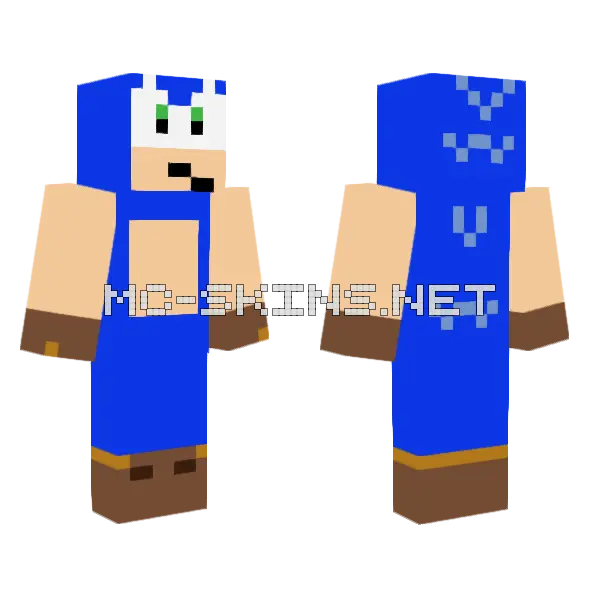 Sonic Frontiers Minecraft skin, front and back