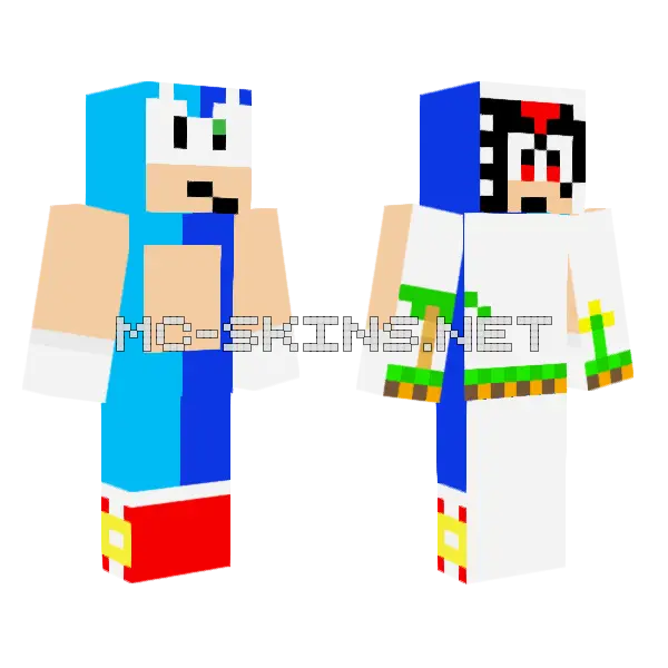Sonic Generations Remaster Blue Minecraft skin, front and back