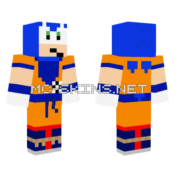 Sonic Goku Clothes Minecraft skin, front and back