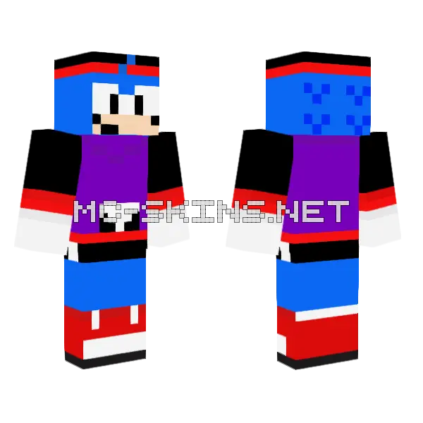 Sonic Nintendo High Minecraft skin, front and back