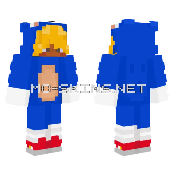 Sonic Onesie Minecraft skin, front and back