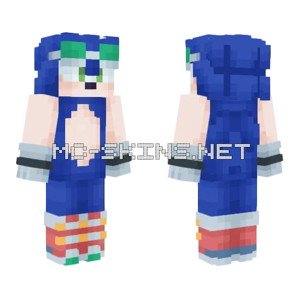Sonic Riders Minecraft skin, front and back