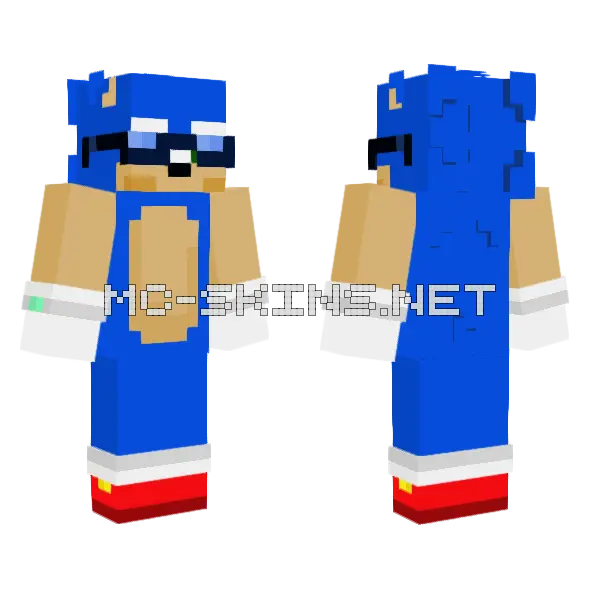 Sonic Rocking Shades Minecraft skin, front and back