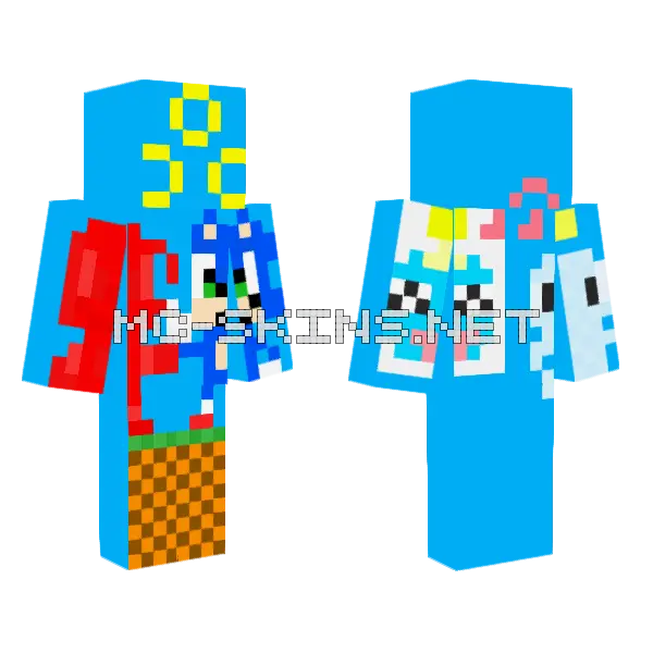 Sonic Rumble News Minecraft skin, front and back