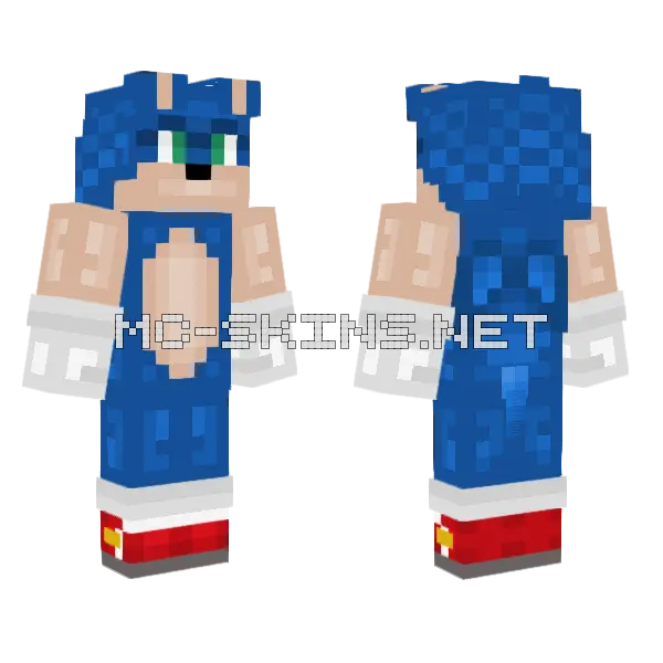 Sonic The Hedgehog Minecraft skin, front and back