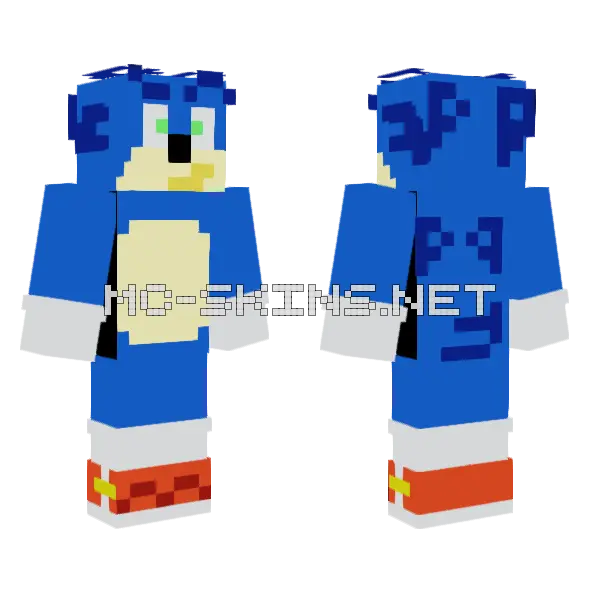 Sonic The Hedgehog Minecraft skin, front and back