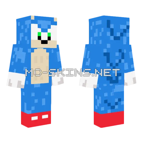 Sonic The Hedgehog Minecraft skin, front and back