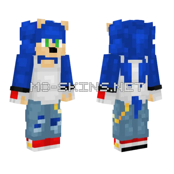 Sonic The Hedgehog Minecraft skin, front and back