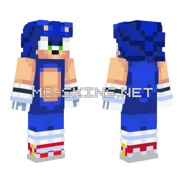 Sonic The Hedgehog Minecraft skin, front and back