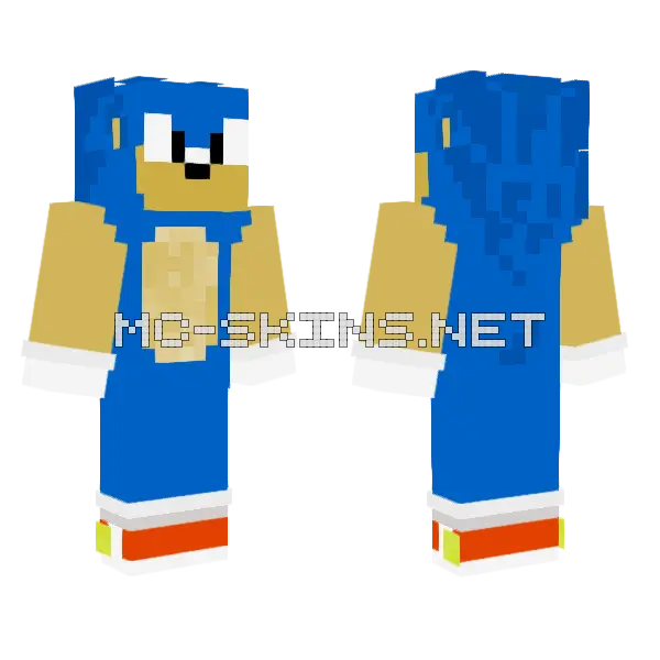 Sonic The Hedgehog Minecraft skin, front and back