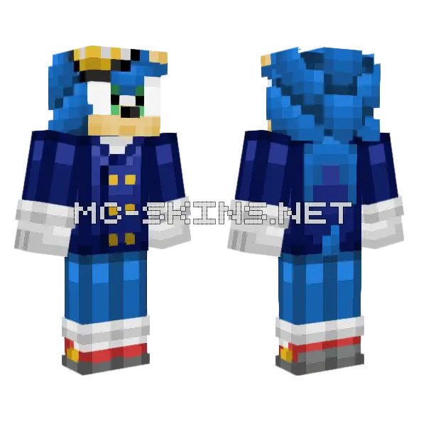 Sonic The Hedgehog Minecraft skin, front and back