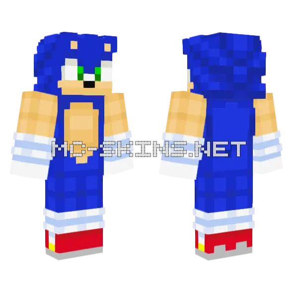 Sonic The Hedgehog Minecraft skin, front and back