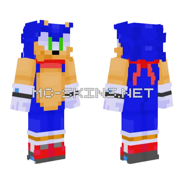 Sonic The Hedgehog Minecraft skin, front and back
