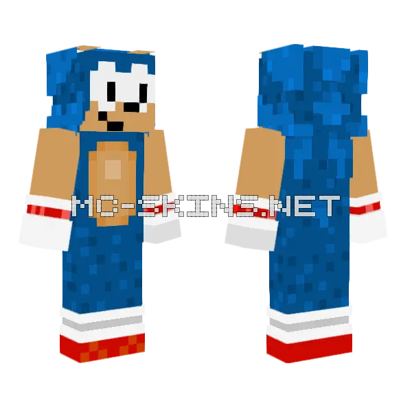 Sonic The Hedgehog Minecraft skin, front and back