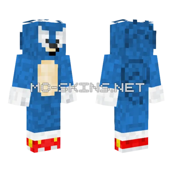 Sonic The Hedgehog Minecraft skin, front and back