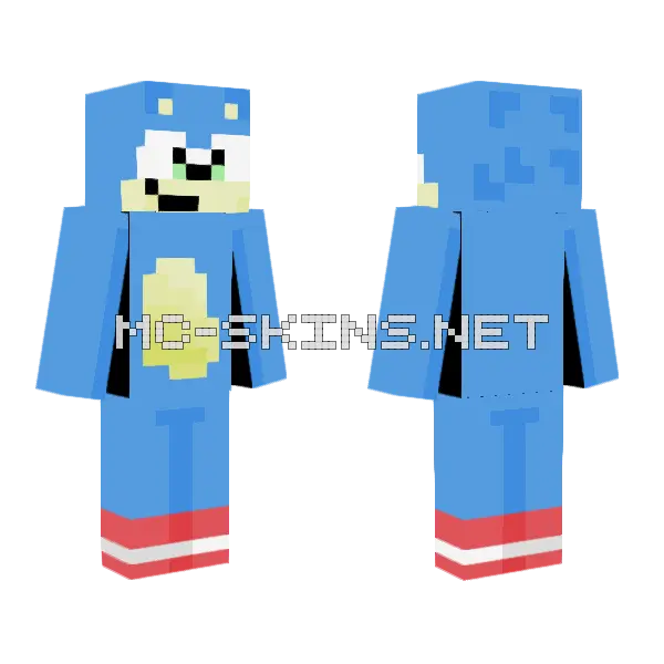 Sonic The Hedgehog Minecraft skin, front and back
