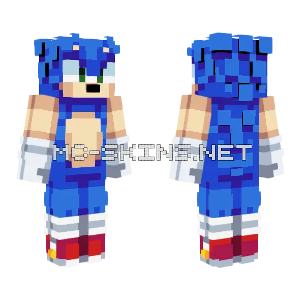Sonic The Hedgehog Minecraft skin, front and back