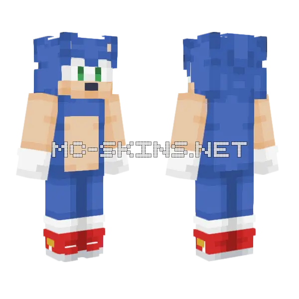 Sonic The Hedgehog Minecraft skin, front and back