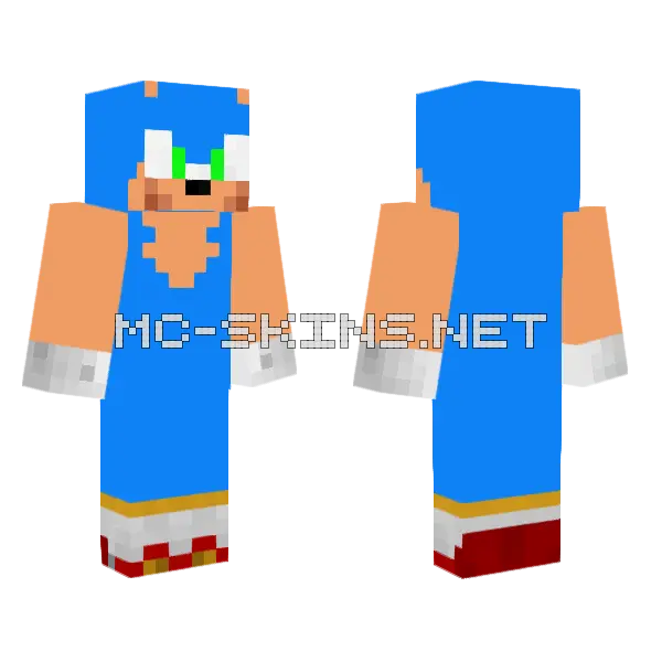 Sonic The Hedgehog Minecraft skin, front and back