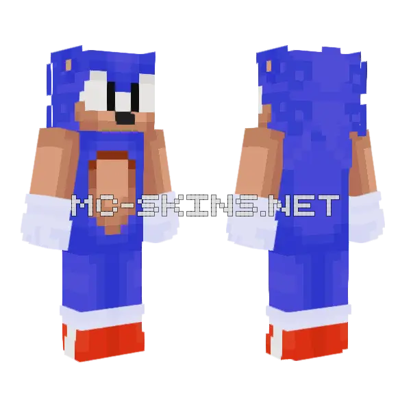 Sonic The Hedgehog Minecraft skin, front and back