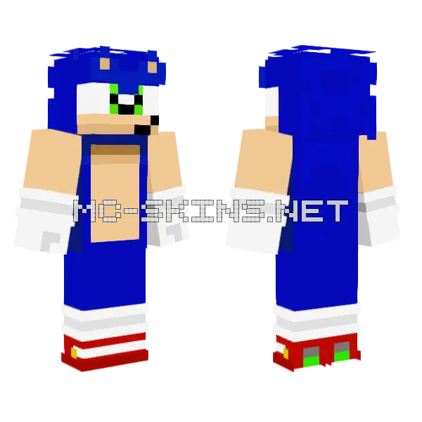 Sonic The Hedgehog Minecraft skin, front and back