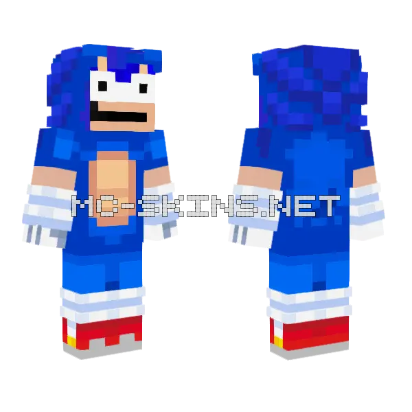 Sonic The Hedgehog Minecraft skin, front and back