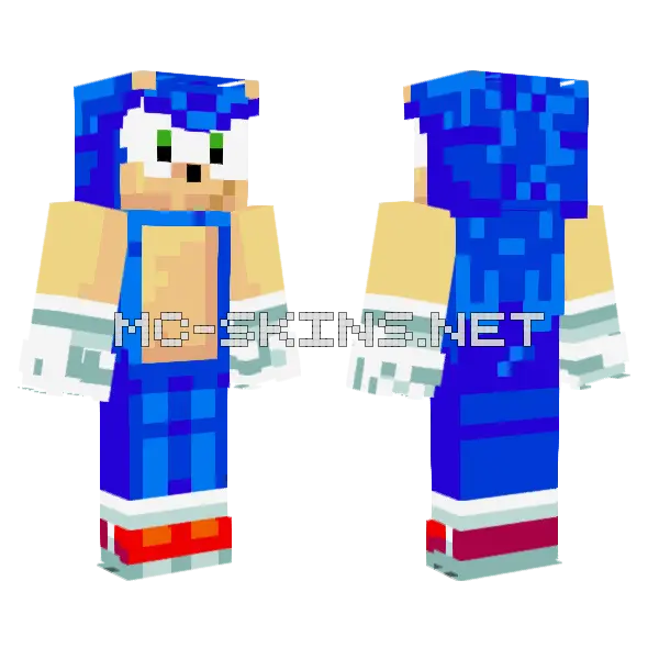 Sonic The Hedgehog Minecraft skin, front and back