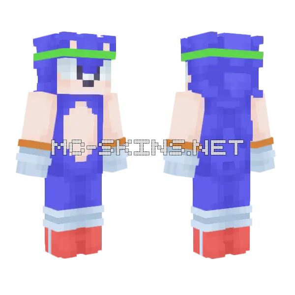 Sonic The Hedgehog Minecraft skin, front and back