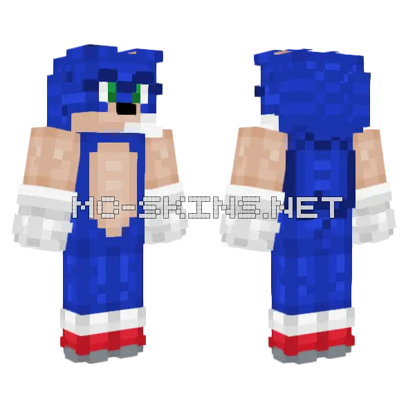 Sonic The Hedgehog Minecraft skin, front and back