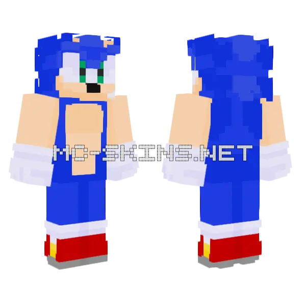 Sonic The Hedgehog Minecraft skin, front and back