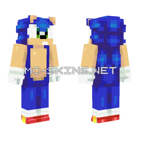 Sonic The Hedgehog Minecraft skin, front and back