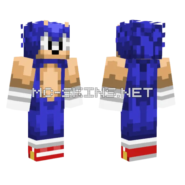 Sonic The Hedgehog Minecraft skin, front and back