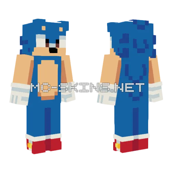 Sonic The Hedgehog Minecraft skin, front and back