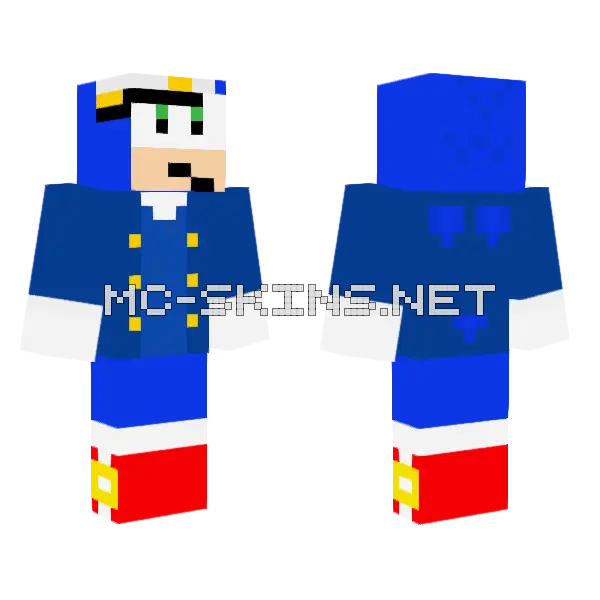 Sonic The Hedgehog V2 Minecraft skin, front and back