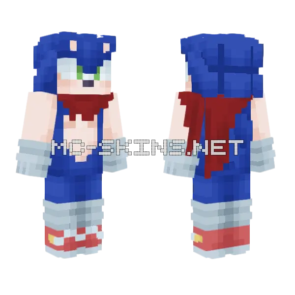 Soniqui Blue Hedgehog Minecraft skin, front and back