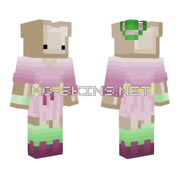 Sophiecontest Pink Cake Outfit Minecraft skin, front and back