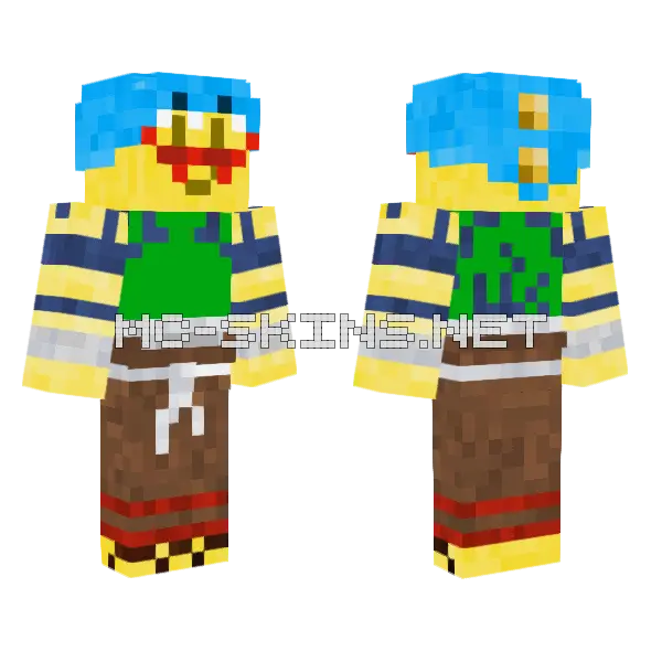 Spanglykamina45 Blue Yellow Outfit Minecraft skin, front and back