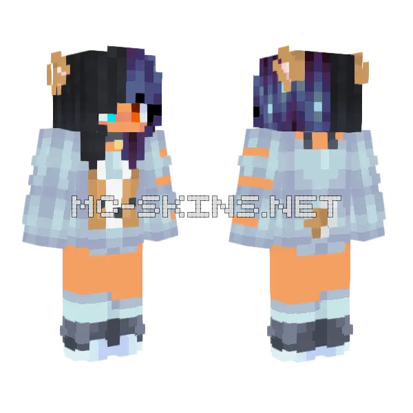 Sparkle Blue Girl Minecraft skin, front and back