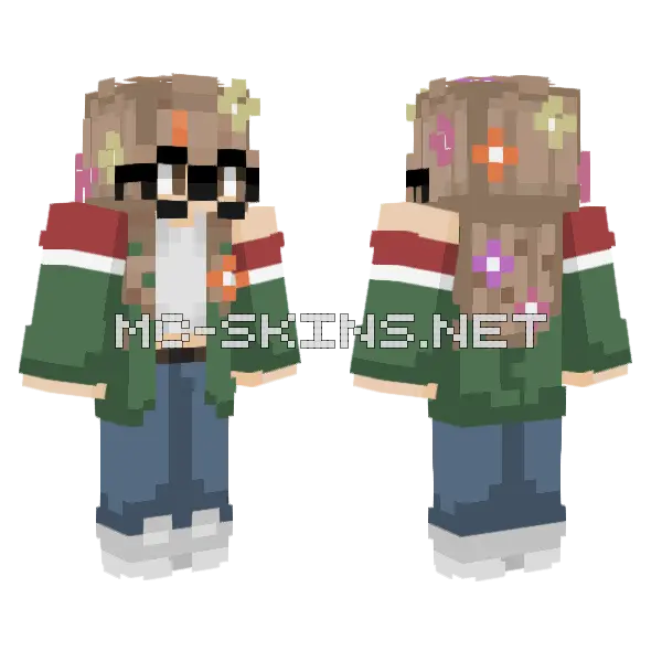 Sparkly Brown Hair Girl Minecraft skin, front and back