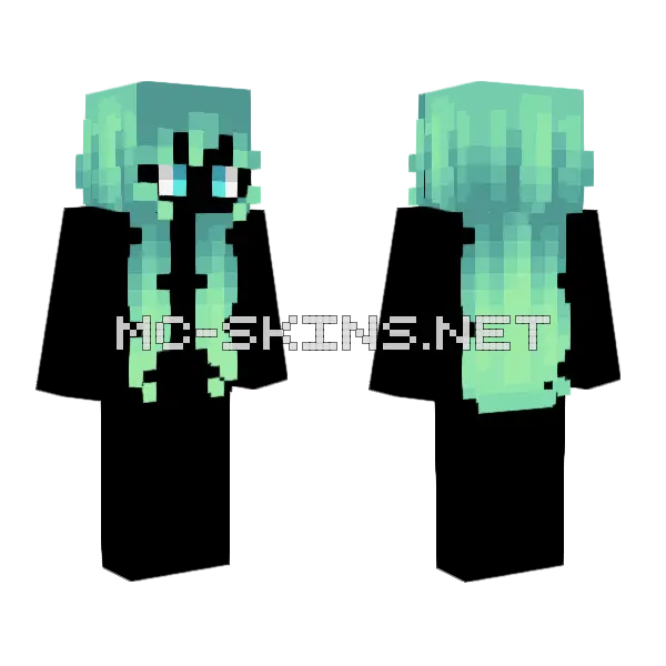 Spectral Green Girl V3 Minecraft skin, front and back