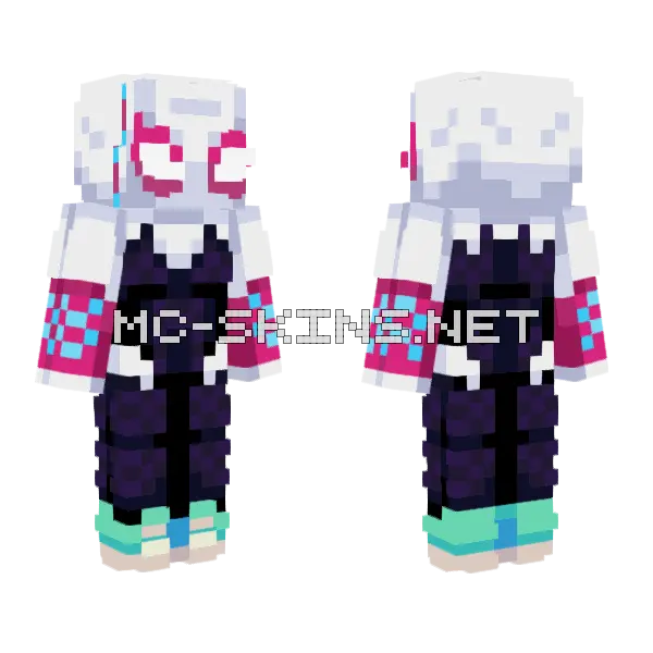 Spider Gwen Across Spider-Verse Minecraft skin, front and back