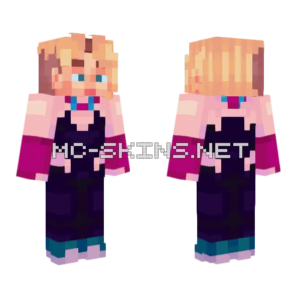 Spider Gwen Across Spiderverse Minecraft skin, front and back