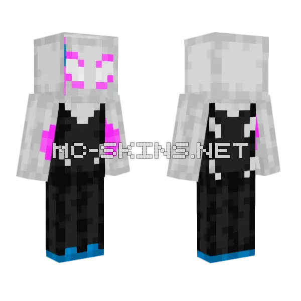 Spider Gwen Pink White Minecraft skin, front and back