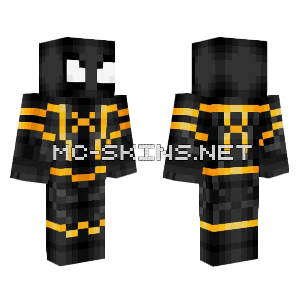 Spider-Man Black Gold Suit Minecraft skin, front and back