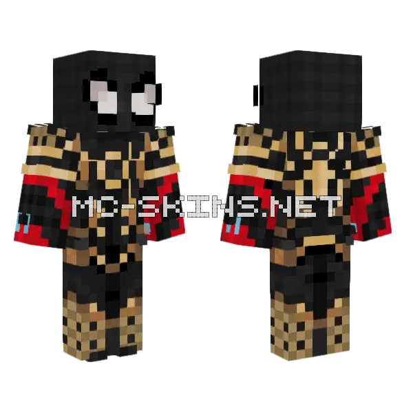 Spider-Man Black Gold Suit Minecraft skin, front and back
